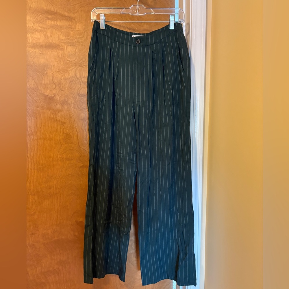 Reformation Mason Pants in Green Pinstripe